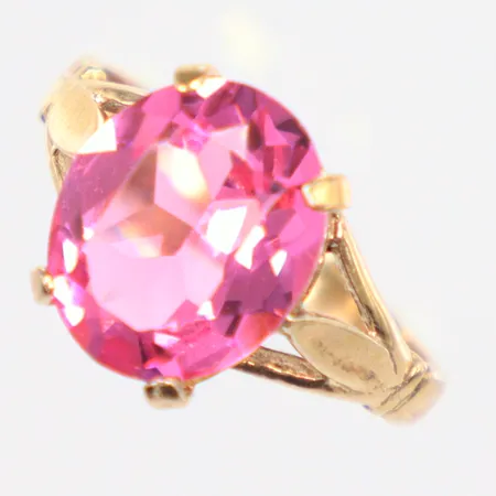 Ring rosa sten, Ø17¼, 9k Vikt: 3 g