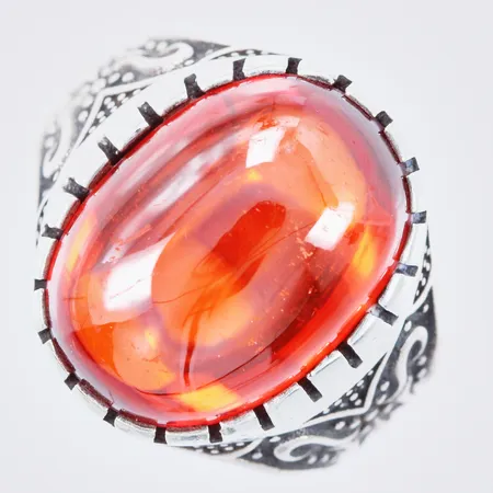 Ring med sten, stl. 19½, bredd: ca 4-20mm, silver, 925/1000 Vikt: 9,9 g