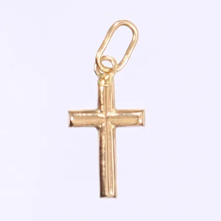 Hänge i form av kors, höjd 18mm inkl öglan, något missfärgat, 18K Vikt: 0,2 g