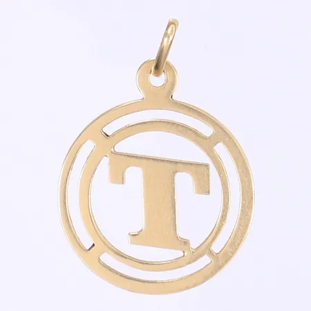 Hänge bokstaven "T", 31x21mm, 14K Vikt: 2 g