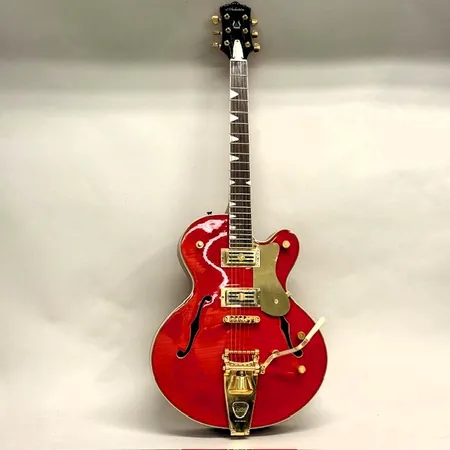 El-gitarr, Alden Burns Mark-9, hollow body, röd med mässingsdetaljer, svajarm, hårt fodral Skickas med Bussgods eller PostNord