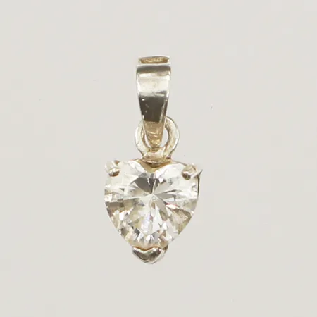 Hänge hjärta med vit sten, ca 13mm, inklusive ögla, bredd 6mm, Vikt: 0,6 g