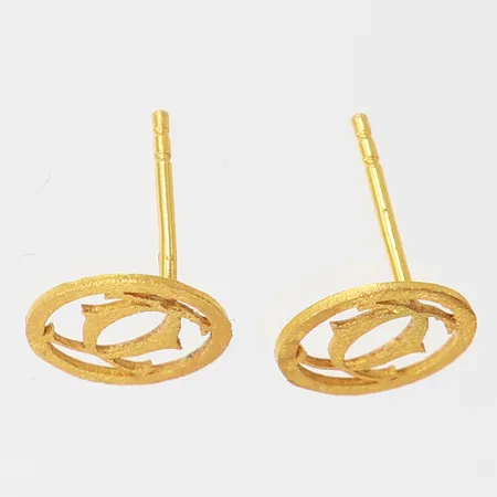 Ett par örhängen, Ø10mm, saknar snurrebussar, 18K.  Vikt: 1 g