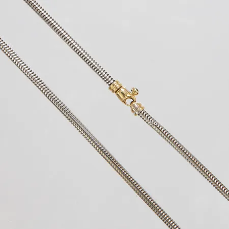 Kedja, Ormlänk, längd: 49,8cm, bredd: 3,9mm, vitguld, lås samt ögla i gult guld, 14K Vikt: 30,9 g
