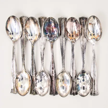 Moccaskedar 9st, modell Birgitta, längd 11cm, MEMA, silver 830/1000 Vikt: 115,6 g