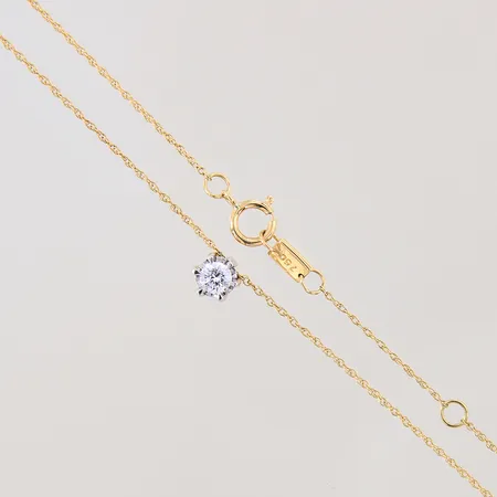 Kedja med integrerat hänge med diamant ca 0,20ct, längd 42-45cm, bredd 0,9-5,2mm, tvåfärgat hänge, GHA, 18K Vikt: 1,9 g