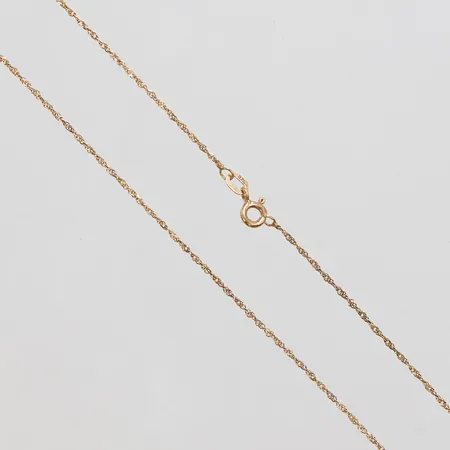 Kedja, Singapore, längd: 38cm, bredd: 1,1mm, GHA, trögt lås, 9K Vikt: 0,8 g