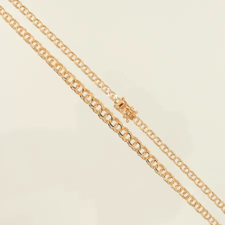 Halskedja, doserad bismarck, längd 42,5cm, bredd 3,5-5mm, 18K, 7,9g Vikt: 7,9 g