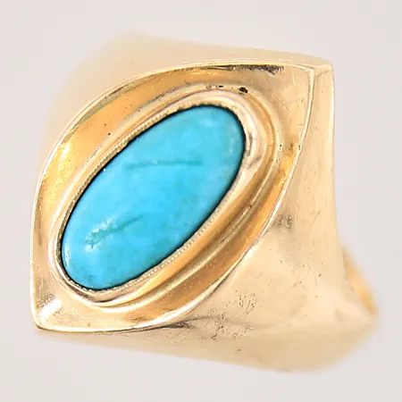 Ring med turkos, stl 18¾, bredd 2,5-20mm, 18K Vikt: 6 g