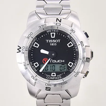 Herrur Tissot T-touch, stål, analog/digital, quartz, ref-nr: Z253/353, serie-nr: QKP-RA-2363, Ø42mm, safirglas, boett samt länk med mindre repor, inga tillbehör