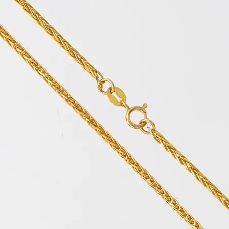 Kedja typ av Rävsvans, längd 44,5cm, bredd 1,5mm, 21K.  Vikt: 7,3 g