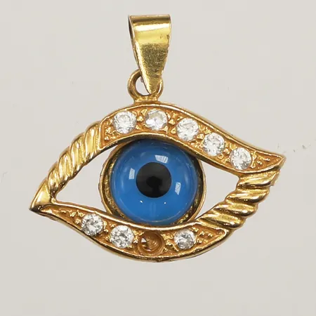 Hänge öga med blå sten, längd 20mm inkl ögla, saknar stenar, 21K Vikt: 3,2 g