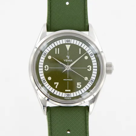 Herrur Yeama modell-nr YFLD23-37-ZMS, Ø37mm, emkanisk, stål med gummilänk, extra stållänk med extra länkbitar samt läderband, etui, originalbox, garanticerttifikat, verktyg till sprintar medföljer