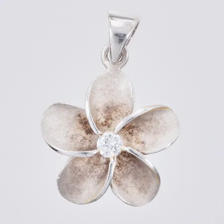 Hänge, blomma med sten, längd: ca 2cm, bredd: ca 15mm, 925/1000 Silver Vikt: 1 g