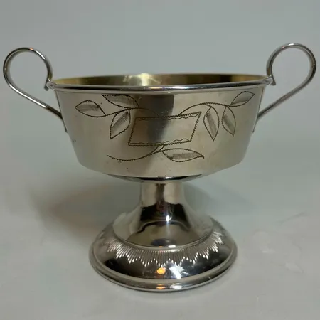 Skål på fot mönstrad nysilver, fläckar, 10cm