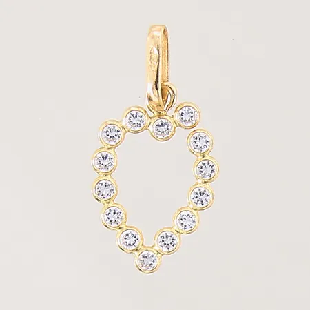 Hänge med vita stenar, 21x11mm, defekt, 18K Vikt: 0,6 g