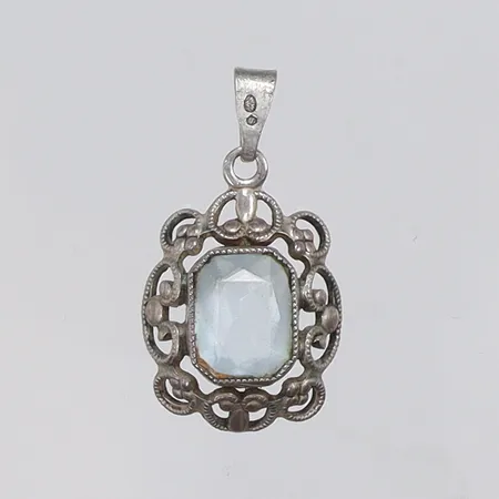 Hänge med blå sten/glas 14x25mm silver 835/1000 Vikt: 1,8 g