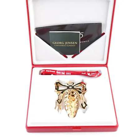 Julmobil Georg Jensen 2005, mässing pläterad med 24k guld, nyskick, original ask