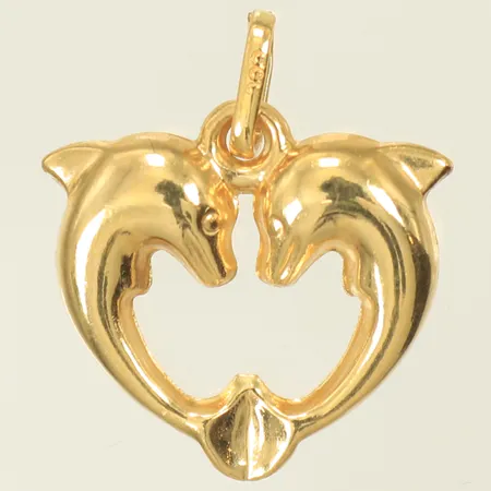 Hänge, delfiner, längd 18mm inkl ögla, bredd 15mm, 18K, 0,9g Vikt: 0,9 g
