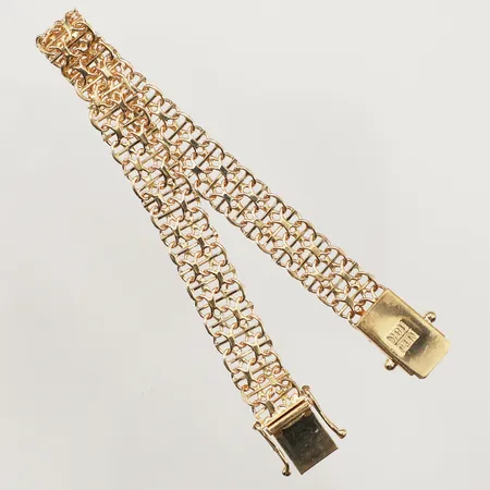 Armband X-länk med stav, längd 17,5cm, bredd 9,4mm, skadad i länken, 18K Vikt: 14,2 g