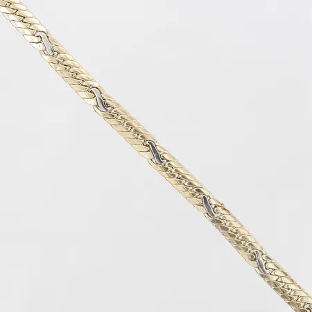 Armband vitguld/gulguld, längd ca 19½cm, bredd ca 7mm, 14K guld Vikt: 8 g