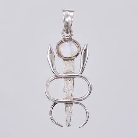 Hänge med månsten, längd ca 42mm, bredd ca 16mm, 925/1000 silver Vikt: 3,9 g