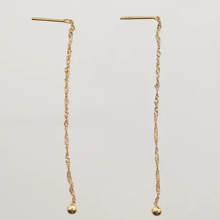 Ett par örhängen Singapore, totallängd 70mm, bredd 1,2mm, Guldfynd, 18K Vikt: 0,6 g