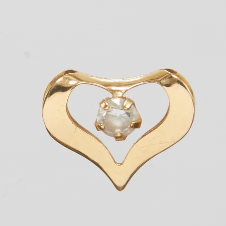 Hänge, hjärta med vit sten, 9x11mm, GHA, 18K Vikt: 0,3 g