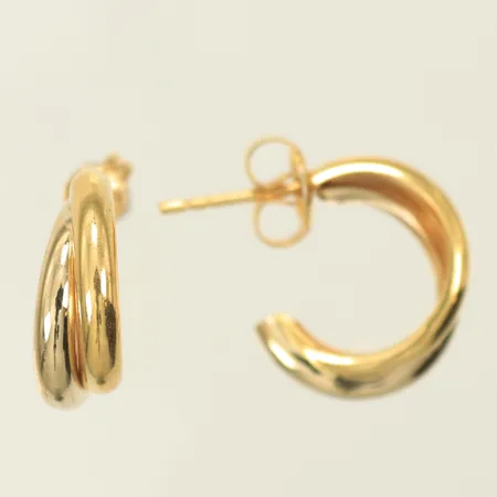 Örhängen, tvåfärgade Ø 15mm, bredd 4mm, 18K, 1,4g 