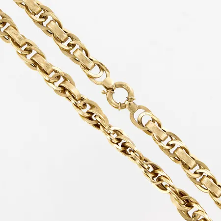 Collier 49cm, bredd: 10mm, smärre bucklor finns, 14K Vikt: 28,6 g