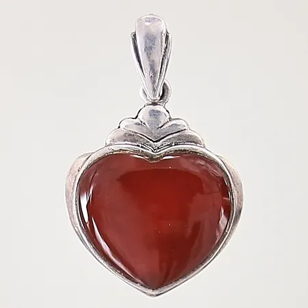 Hänge, hjärta, med karneol, 35x22mm, silver 925/1000 Vikt: 4,9 g