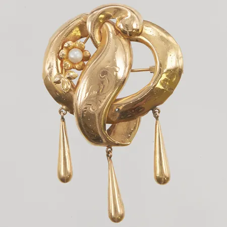 Brosch, 6,0x3,9cm, 18K, 8,0g.