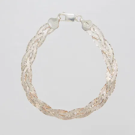 Armband, flätat, längd: 19,5cm, bredd: 7,5mm, GHA, silver, 925/1000 Vikt: 8,7 g