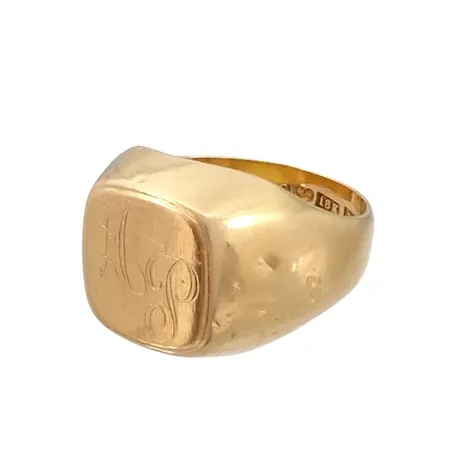 Klackring, 18K guld, monogram, bucklor Vikt: 3,6 g