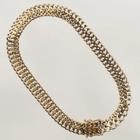 Armband Fiskben, längd 20cm, bredd 6,7mm, skadad länk, 18K  Vikt: 11,6 g