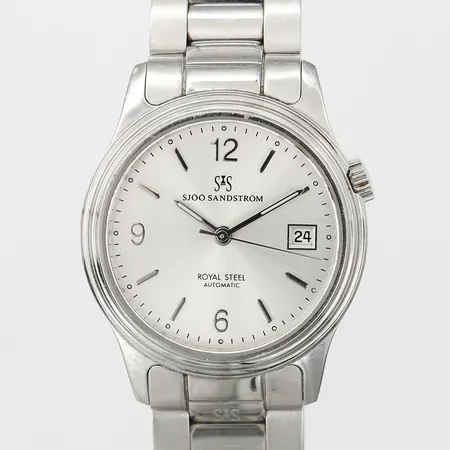 Herrur Sjöö Sandström Royal Steel, stål, automatisk, serie-nr: 066/MMVIII, Ø36mm, 12st länkbitar monterade, bruksskick, inga tillbehör.