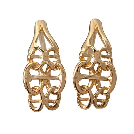 Örhängen X-länk, 18K guld, stel modell, längd 13 mm, bredd 6,5 mm, ploppar saknas, fint skick Vikt: 1,3 g