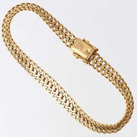 Armband Fiskben, längd 19,5cm, bredd 7,5mm, 18K.  Vikt: 15,3 g