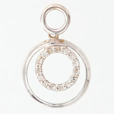 Hänge med vita stenar, 17x12mm ink ögla, vitguld 18K. Vikt: 1 g