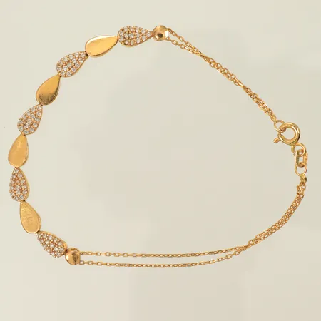 Armband med vita stenar, 18cm, bredd 1-5mm, 1 sten saknas, 21K bruttovikt 4,2g 