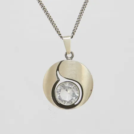 Kedja, Pansar, längd: 41,4-47,3cm, bredd: 1,7mm, hänge med bergkristall, 32,5x22,4mm, liten missfärgning, Karl Laine / Risto Ilmonen, Finnfeelings, silver, 925/1000 Vikt: 9,5 g