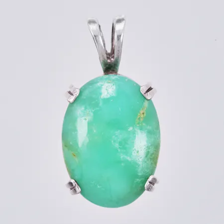 Hänge med grön sten, längd: ca 2,5cm, bredd: ca 13mm, 830/1000, silver Vikt: 3,6 g