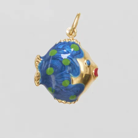 Hänge, fisk med emalj, 27,2x18mm, italienska stämplar, 18K Vikt: 2,2 g