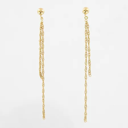 Ett par örhängen 60mm, bredd: 3-4mm, saknar stoppar, 18K  Vikt: 0,8 g