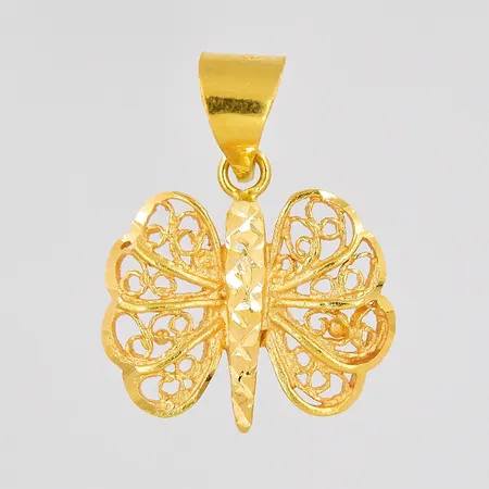 Hänge fjäril ca 15x19,5mm inklusive ögla, 22K Vikt: 1,4 g