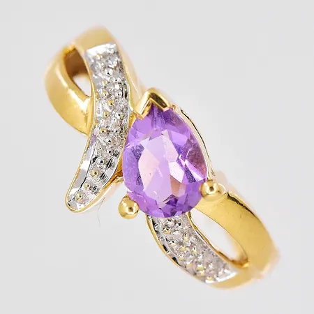 Ring med diamanter ca 0,02ctv, stl 16, lila sten, 18K Vikt: 4,2 g