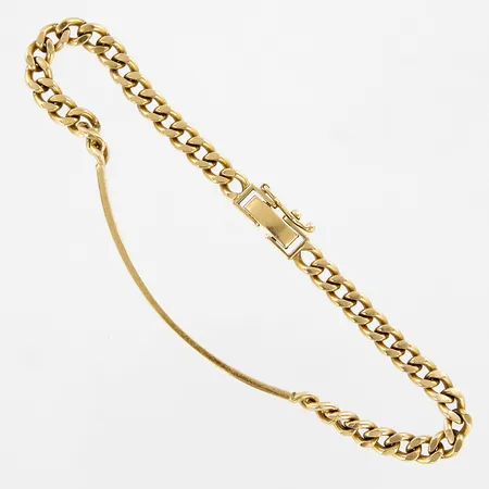 Armband Pansar med graverad platta, 18cm, bredd: 4,5mm, 18K  Vikt: 14,2 g