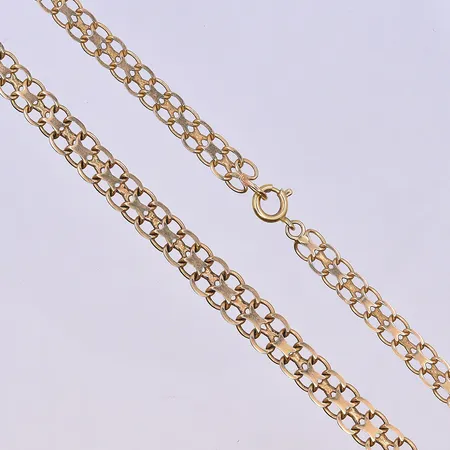 Collier X-länk, längd 43,5 cm, bredd 5-7 mm, 18K. Vikt: 12,3 g
