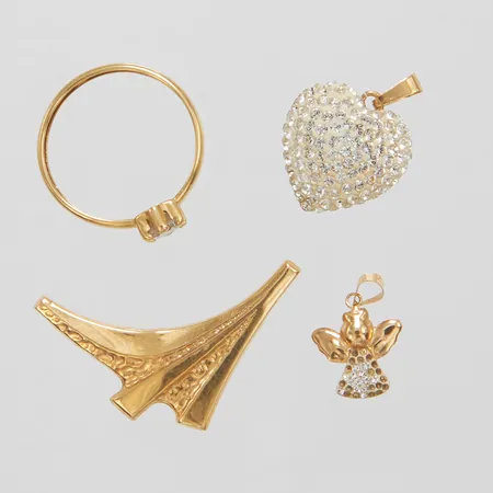 Diverse guld, defekt, syntetiska stenar, saknar stenar, 18K Vikt: 3,7 g