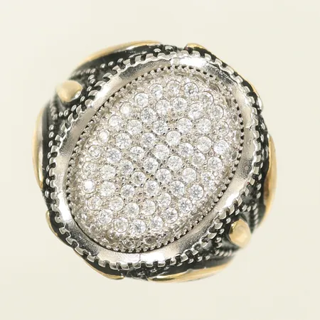 Ring med vita och svarta stenar, stl 18¼, bredd 4-19mm, Silver 925/1000, 8,3g Vikt: 8,3 g